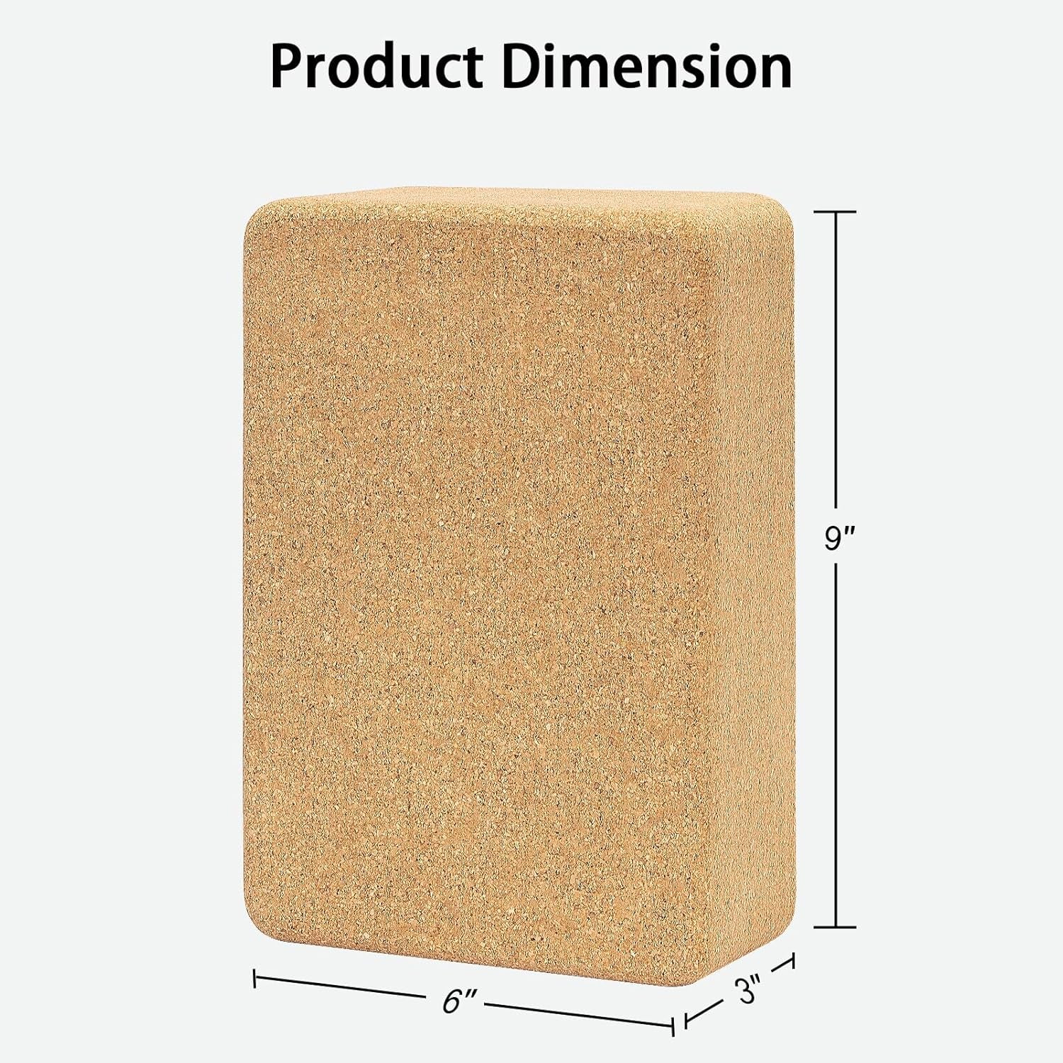Cork Yoga Block, Natural Cork from Portuguese, Premium Brick, Eco-Friendly Yoga Accessories for Yoga, Pilates & Stretching