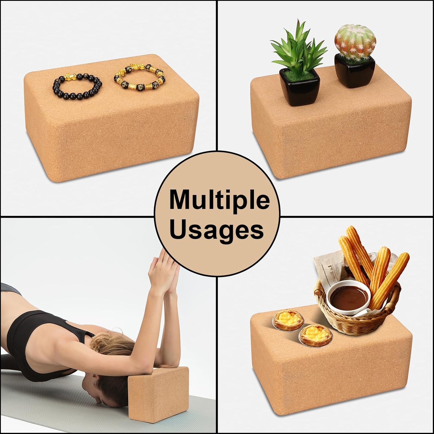Cork Yoga Block, Natural Cork from Portuguese, Premium Brick, Eco-Friendly Yoga Accessories for Yoga, Pilates & Stretching