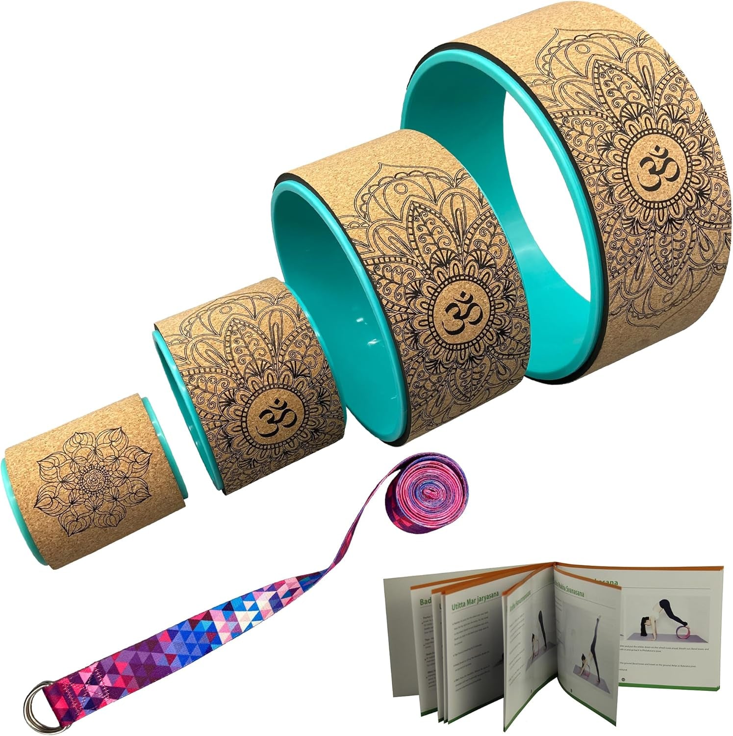 Yoga Wheel 13" with Most Detailed Book Step by Step Guide on How to Do 30+ Poses,! Perfect for Stretching and Improving Backbends