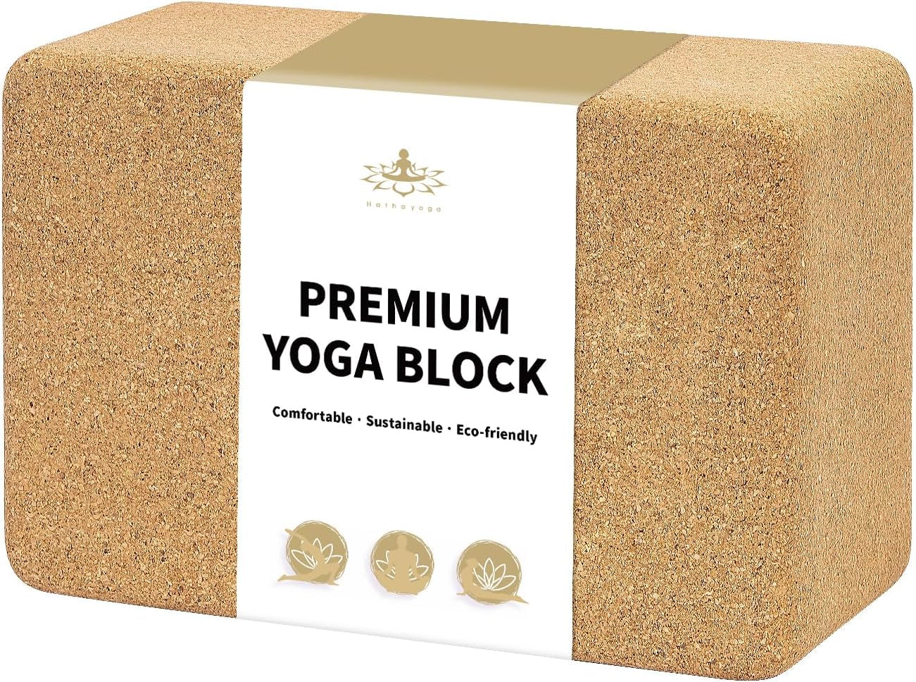 Cork Yoga Block, Natural Cork from Portuguese, Premium Brick, Eco-Friendly Yoga Accessories for Yoga, Pilates & Stretching