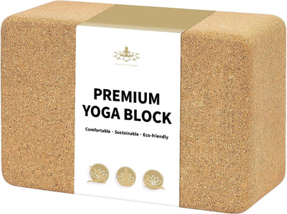 Cork Yoga Block, Natural Cork from Portuguese, Premium Brick, Eco-Friendly Yoga Accessories for Yoga, Pilates & Stretching