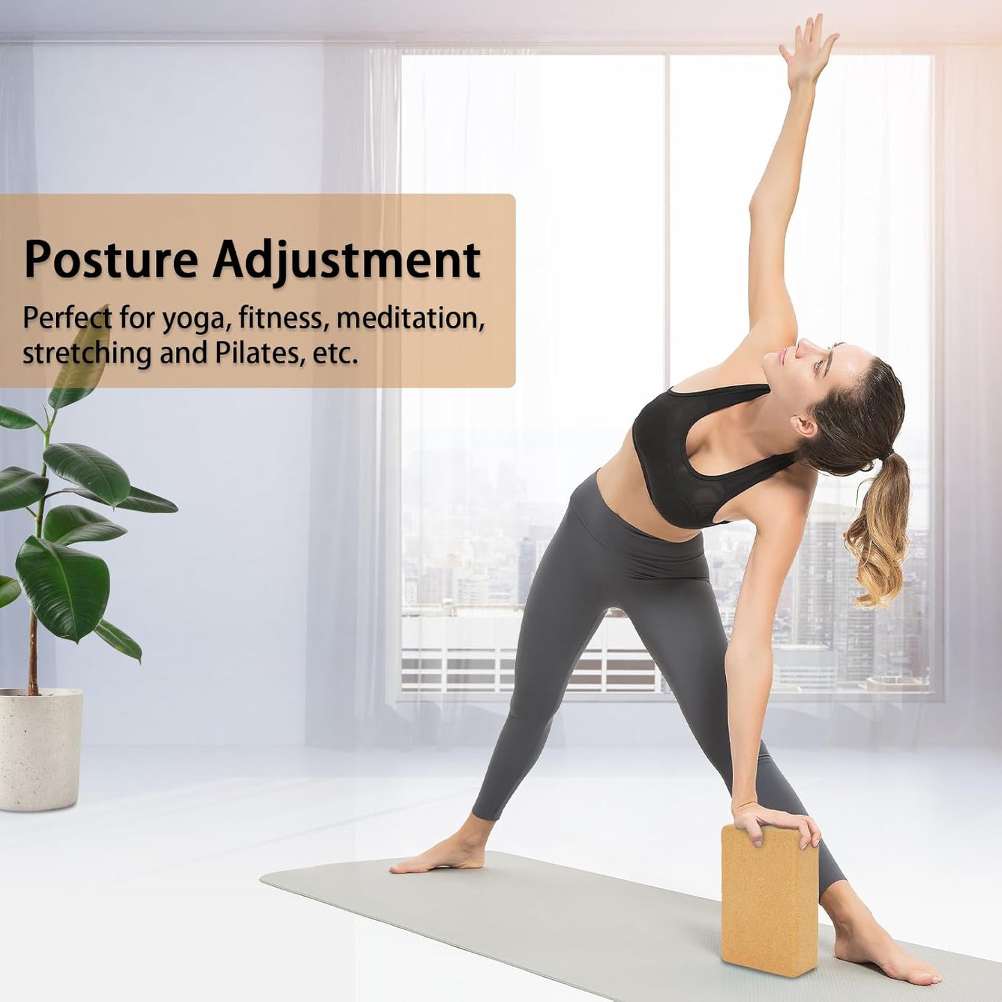 Cork Yoga Block, Natural Cork from Portuguese, Premium Brick, Eco-Friendly Yoga Accessories for Yoga, Pilates & Stretching